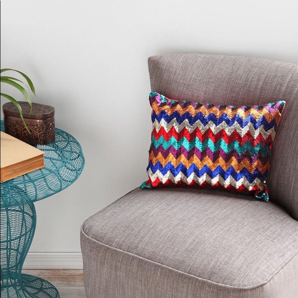 Rainbow ZigZag Sequin Pillows